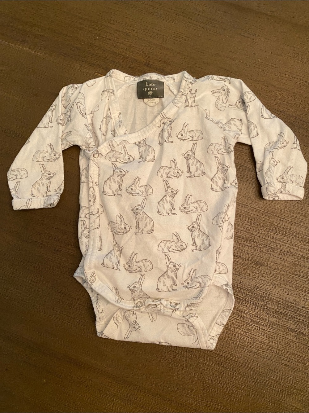 kate quinn Cream Wrap One-Piece with Bunny Sketch Print
